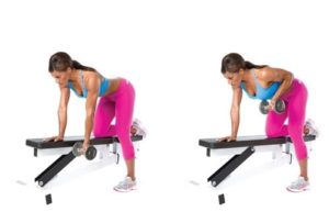 5.Bài tập gym tăng cân Dumbbell Single-Arm Row – Kéo tạ đơn bằng 1 tay