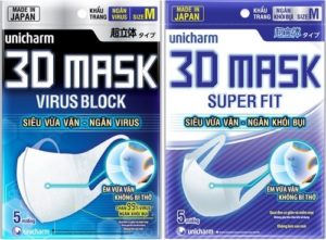 8.Khẩu trang ngăn ngừa vi rút corona Uni-Charm 3D Mask