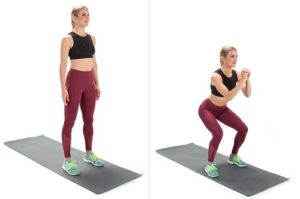 1.Tập thể dục giảm cân tại nhà cho nữ với bài tập Squat cơ bản