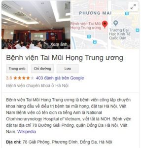 Địa chỉ bệnh viện Tai Mũi Họng Trung Ương
