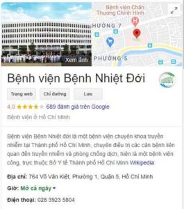 Bệnh viện bệnh nhiệt đới TpHCM ở đâu? Thời gian làm việc?
