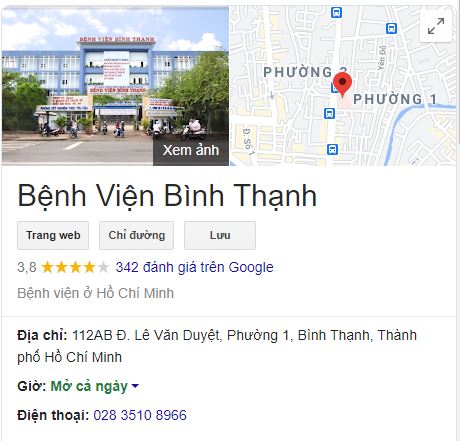 Địa chỉ- Giờ làm việc của bệnh viện Bình Thạnh
