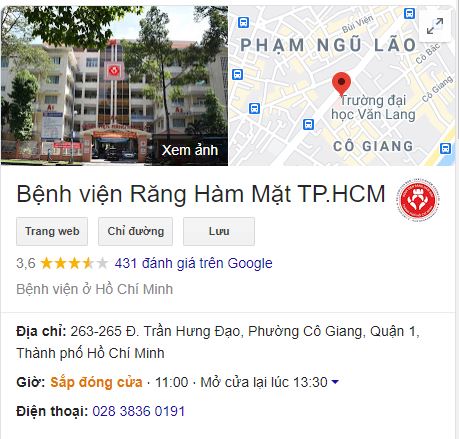 Địa chỉ Bệnh viện Răng Hàm Mặt TpHCM ở đâu?