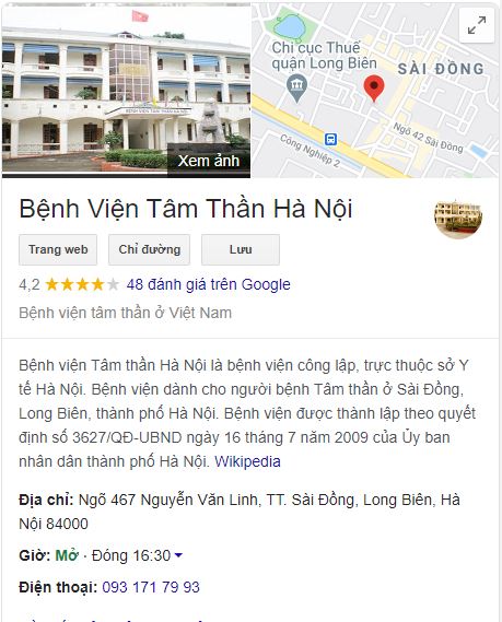 Địa chỉ bệnh viện Tâm Thần Hà Nội ở đâu