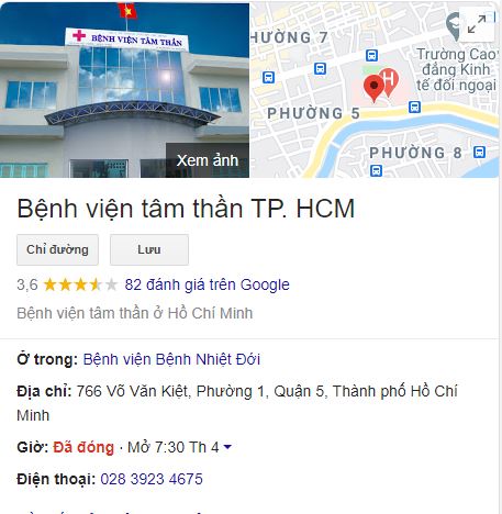 Địa chỉ bệnh viện Tâm thần và lịch làm việc