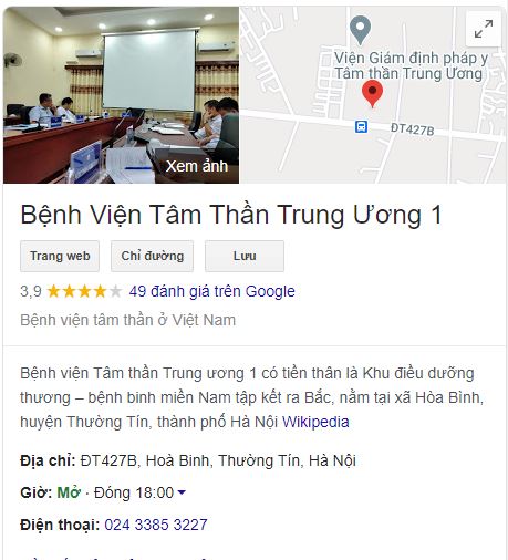 Địa chỉ bệnh viện tâm thần Trung Ương ở đâu